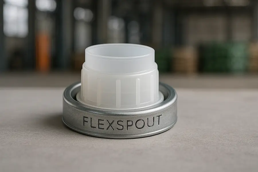 Tapón Flex Spout Rieke sobre superficie industrial de secchio