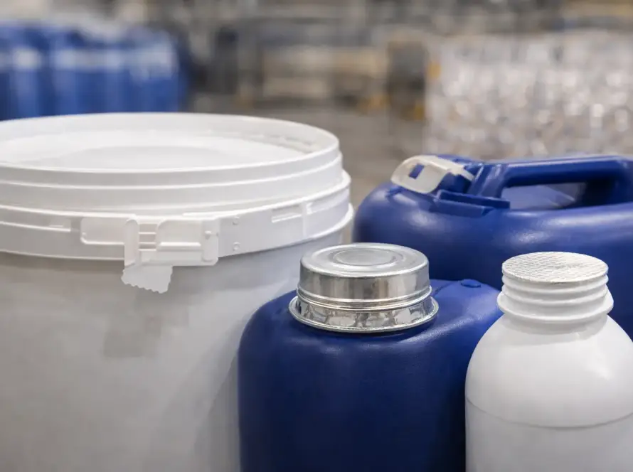 Envases industriales con sistemas de sellado de seguridad incluyendo precintos y tapones para evitar manipulación