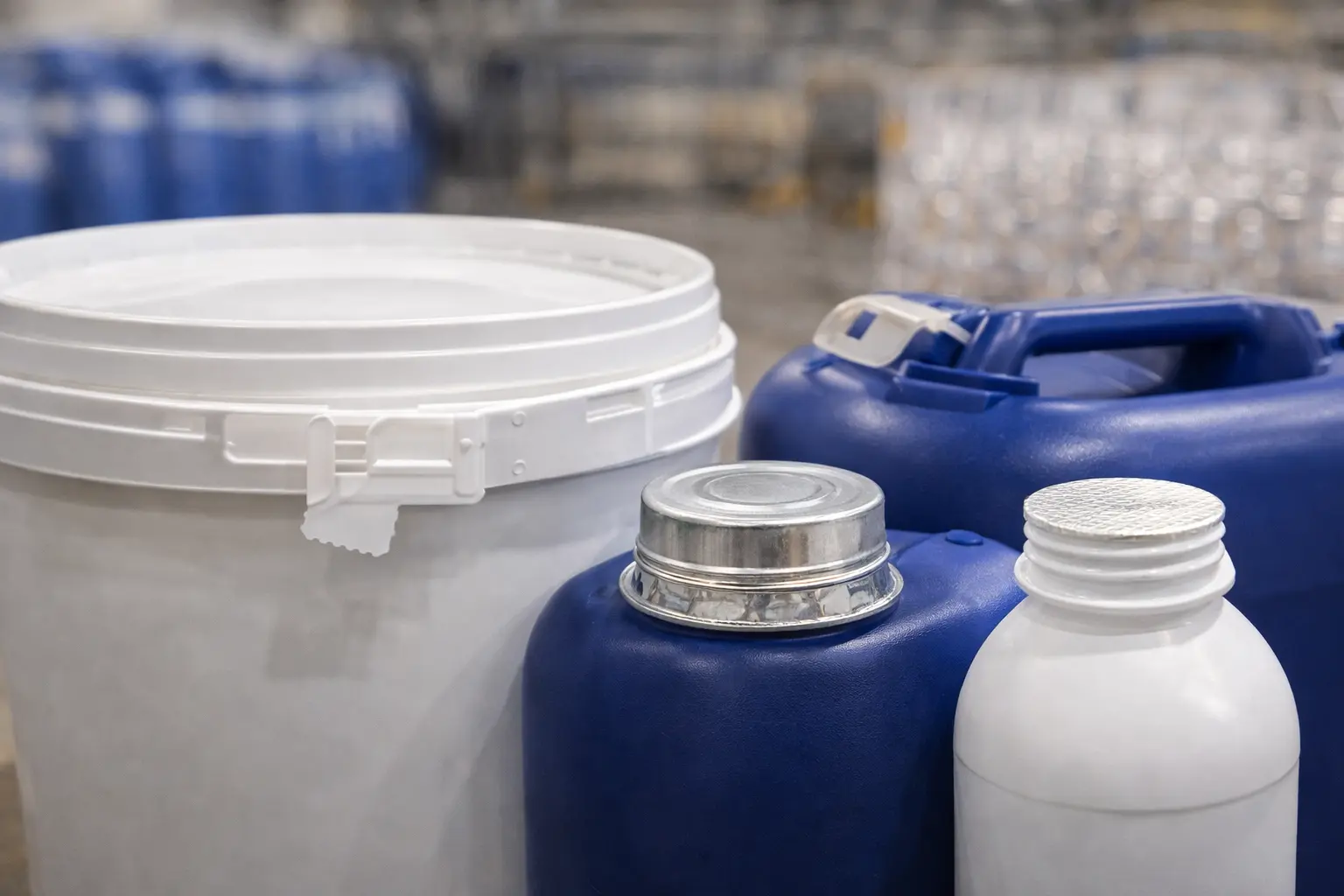 Envases industriales con sistemas de sellado de seguridad incluyendo precintos y tapones para evitar manipulación