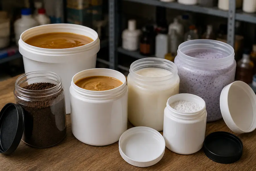 Tarros de plástico boca ancha grado alimenticio para alimentos viscosos