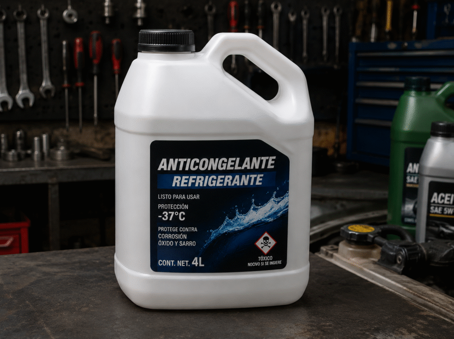 Garrafa de 4 litros HDPE para anticongelante con tapa de sello de seguridad
