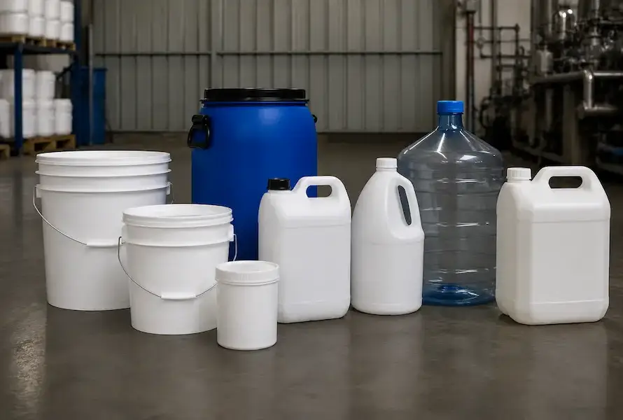 Diferencias entre bote, cubeta, bidón, garrafa, garrafón, galón y porrón, con secchio envases
