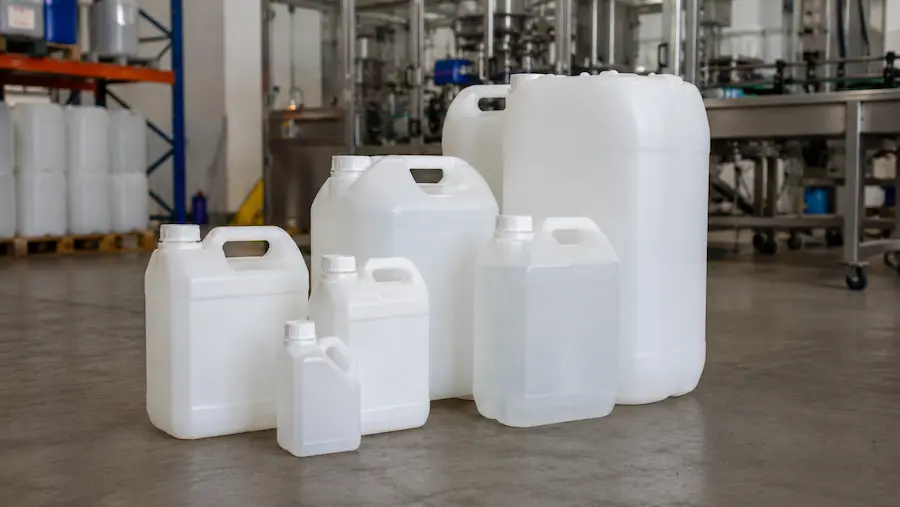 Garrafas de plástico HDPE para envasar productos de limpieza y químicos del hogar
